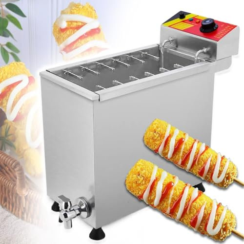 Eastnmythet Freidora automática Comercial Grande de 25L para palitos de Perritos Calientes de Queso, freidora eléctrica Comercial para Perros de maíz para Snack Bar Cantina hogar