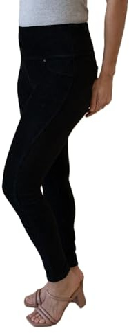 INTRO. Women's Tummy Control High Waist Knit Corduroy Legging with Pockets (US, Alpha, X-Large, Regular, Regular, Black)