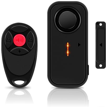 Detecteur Porte Alarme, NineLeaf Alarme de Porte Coulissante avec Télécommande, Alarme Porte et Fenetre, pour La Maison,Office,Jardin,Patio,Pool,Garage Contrôle du Volume à 4 Niveaux Imperméable