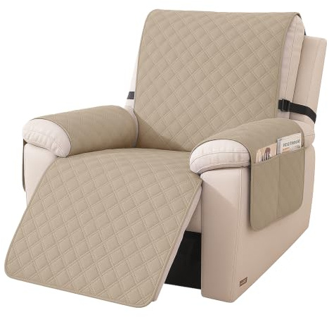 YSTELLAA Fundas Sillon Relax Reclinable 1 Plaza, Caqui | Funda Sillo Antimanchas Antideslizante, Fundas para Sillones con Bolsillo Laterales, Mascotas Antiarañazos, Lavables
