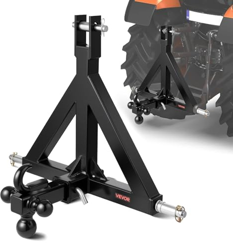 VEVOR Enganche de Remolque de 3 Puntos de 50,8 mm con 3 Bolas de Remolque Adaptador de Barra de Remolque para Tractor, Compatible con Kubota, Mahindra, Ford, Yanmar, John Deere y Massey Ferguson