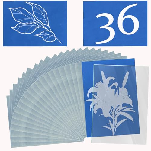 36 Piezas Papel Cianotipia, Papel Impresión Solar Sensible con Herramienta de Acrílico de Alta Transparencia para Niños Adultos Bricolaje Manualidades (A5, 14,8x21cm)