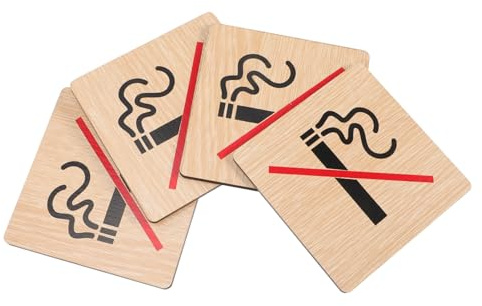 VOSAREA 4pezzi Cartello Di Divieto in Legno Targhe Promemoria Per Ufficio Casa Cartelli Avvertimento Non Consentito in Legno Per Luoghi Pubblici e Privati