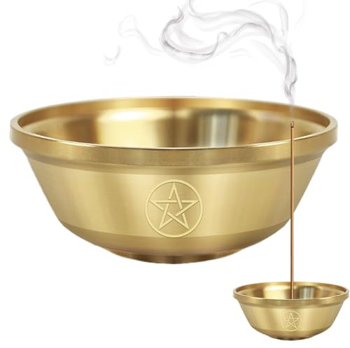 Offering Bowl for Altar - Pentagram Dish Home Decor | Small Decorative Jewelry Storage Bowl - for Ritual Incense Burner Smudging Tabletop Ceremony Women Men Prayers Yoga