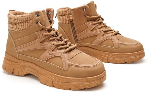 Botas de Nieve de Invierno para Mujer: cálidas y peludas, Impermeables, Antideslizantes, de caña Alta, con Cremallera y Cordones, para Senderismo.-38