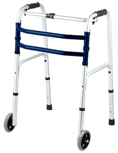 PLUS SANTÉ – Cadre de marche avec roues MARCHEO | aluminium léger, hauteur réglable 77,9 cm, pliage en un clic, idéal mobilité & rééducation, soutien sécurisé | 54×49×77 cm | charge 120 kg