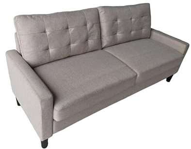 SWEET SOFA® Sofá Dubi 3 Plazas – Diseño Minimalista, Tela Antimanchas, Cojines Desenfundables y Patas de Madera – Sofá Moderno y Confortable para Salón 184 cm Color Beige