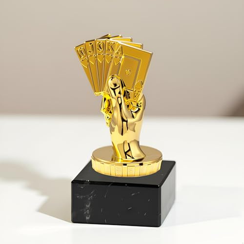 Generico Trofeo Premio Poker, Burraco, Scala 40, Briscola – Coppa Personalizzabile con Targa – Idea Regalo Tornei, Eventi e Competizioni (Oro Lucido, h11cm)