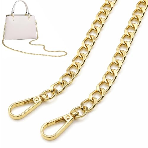 RVYEIOP 2 piezas de cadena para bolsos dorada 120 cm + 40 cm, Cadena dorada para bolso para bolsos, Cadena para bolso para bolsos DIY.