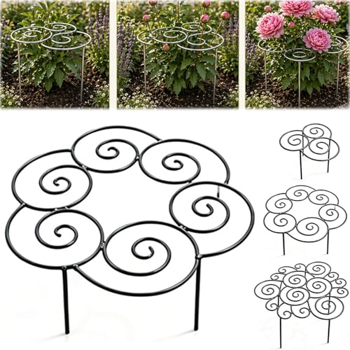 Supporto per Peonie e Piante da Giardino - Supporti in Metallo Resistente alle Intemperie, Supporto per Fiori Pesanti, Rose, Ortensie, Pomodori, Piante Perenni (Media 40 cm)