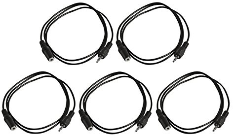Five Pack of YCS Basics 3 Foot 3.5mm Headphone Extension Cables Male/Female