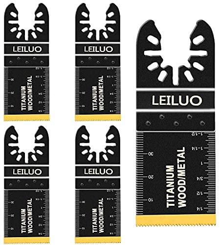 5 Pcs Oscillating Tool Blades LEILUO Titanium Oscillating Multitool Blades for Hard Material Metal Nails Wood Oscillating Saw Blade fit Dewalt Rockwell Milwaukee Makita Ryobi