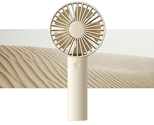 JISULIFE Handventilator, Mini, tragbar und klein, mit 3 Geschwindigkeiten, wiederaufladbarer USB-Akku für draußen, drinnen, Schminken, Büro, Reisen, Konzerte, Geschenke für Frauen und Männer -Beige