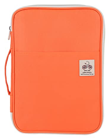 Portfolio Dossier de présentation Business, Porte Document, Portefeuille A4 de Document, Portfolio A4 Fermeture Eclair, pour Blocs-Note, Planificateur, Journal 35 x 25 x 3,5cm (Orange)