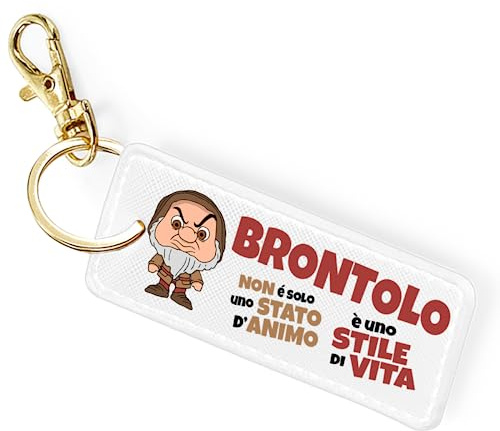 TeeDesign Portachiavi brontolo idea regalo sette nani donna uomo ragazza ragazzo. Regalo di natale, compleanno per amico, amica e collega - Porta Chiavi Brontolo
