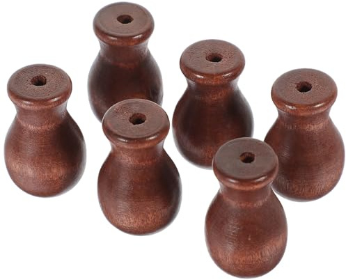 HOLIDYOYO 6 Pezzi Pomelli in Legno Marrone per Tende e Persiane, Accessori Decorativi per Cordino, Peso per Tende, per Uso Interno ed Esterno