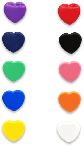 PYJLBX Aimant Puissant Frigo, 10 Couleurs Magnétique Tableau, Mini Aimants Décoratifs pour Tableau Blanc, L'école, Bureau - Coeur, 10pcs