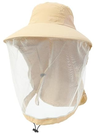 Harilla Sombrero para Guardar Abejas, Sombrero con, Sombrero de Apicultor portátil de Nailon, protección Facial para Equipo de Pesca, mochilero, Caqui