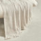 BOURINA Faux Cashmere Fringe Throw Blanket Decorative Lightweight Throw Soft Cozy for Bed or Sofa Outdoor Blanket, 127x178cm Beige