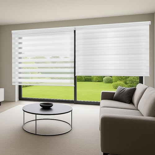 STORESDECO Doppelrollo mit Bohren 160H x 150B cm für Fenster & Türen - Zuverlässiger Lichtschutz & Sichtschutz - Kindersichere Rollos für Fenster mit Bohren & Einfacher Montage - Made in Europe