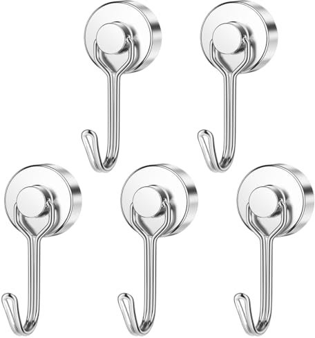 CATOR 5 Pièces Magnétiques, Crochets Aimantés Magnétiques, Crochet Magnetique Frigo, Crochet Aimanté Puissant, Aimants Super Forts avec Crochets, Crochet Magnétique Lourd, Crochet Magnétique