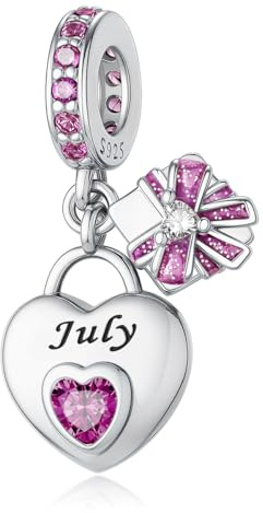 HappyStar 925 Sterling Silver Heart Zirconia Birthstone Charms for Bracelets Bead Charm Dangle Loving Pendant Compatible Pandora Bracelets Happy Birthday Gift for Women