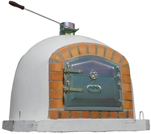 Horno de Leña Artesanal 100x100 cm - Con Puerta Metálica y Base de Hormigón | Horno Exterior para Asados y Pizzas | Fabricación Manual con Alta Inercia Térmica