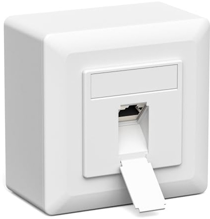 iwillink Prise réseau Cat7 1 port - Prise LAN 10 Gigabit blindée - Prise réseau universelle en saillie/encastrée - POE+ - Compatible CAT7 CAT6 CAT6A - Blanc