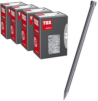 Chiodi TOX in 4 misure con testa appiattita, set per fissaggi quasi invisibili nel legno - 1,2x20 / 1,4x25 / 1,6x30 / 1,8x35 mm - acciaio lucido, 400 g ciascuno in scatola, 063909008