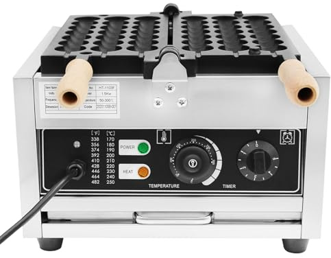 Bubble Waffle Maker Machine - 1500W Electric Nonstick Skewer Iron for Belgian Balls, Mini Pancakes, Muffins | Commercial Snack Baking Equipment