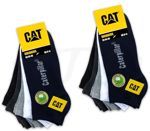 CAT 10 par CATERPILLAR-sneakers-strumpor – arbetssneakers andningsbara strumpor ankelhöga EU 39–42, 43–46, 47–50