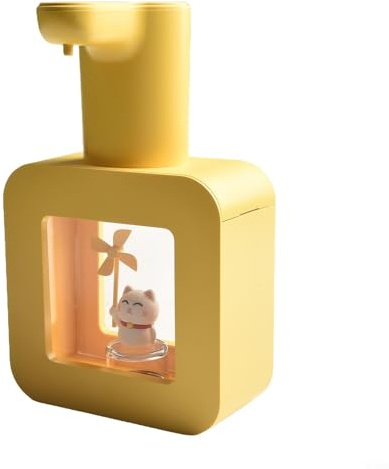 Dispenser automatico di sapone da 400 ml, disinfettante per le mani in schiuma senza contatto a forma di animale domestico, ricaricabile tramite USB, per bagno e cucina (giallo)