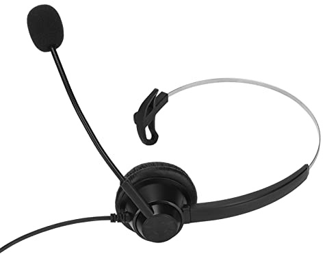Qudinip RJ9-telefonheadset Justerbar Volym Bekväm och Hållbar för Kundtjänst Svarta Enkelsidiga Trådbundna Hörlurar