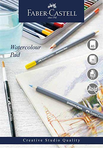 Faber-Castell Creative Studio Bloc de peinture acrylique A5, papier gommé sans acide, 240 g/m², 15 feuilles pour peinture acrylique, arts, artisanat, maison et école