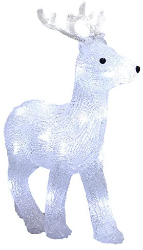 DEUBA® LED Acryl Figur Hirsch 32cm Außen Innen IP44 Weihnachten Weihnachtsdeko Beleuchtet Deko Weihnachtsfigur Rentier Weihnachtsbeleuchtung Kaltweiß