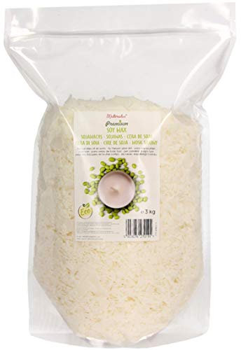 Premium Sojawachs von Materialix - 3kg natürliches Öko-Soja-Wachs-Flocken - Kerzenwachs zum Gießen - Sojawachs - Kerzen Wachs - Kerzenwachs Granulat - Wachs zum Kerzen Gießen - Soy Candle Wax