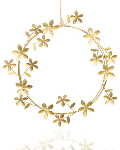 Metall Blütenkranz Gold Fensterdeko hängend Dekokranz Frühlingsdeko D=16 cm