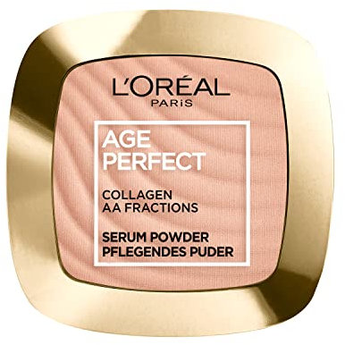 L'Oréal Paris Pari Pflegendes Puder für reife Haut, Für einen seidig strahlenden Teint, Age Perfect Kompaktpuder, Nr. 03 Mittel bis Dunkel, 1 x 9g