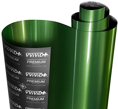 VViViD+ Ultra Gloss Sonoma Green 1ft x 5ft Vinyl Car Wrap Premium Paint Replacement Film Roll with Nano Air Release Technology, Stretchable Protective Cap Liner, Self Adhesive, Indoor Outdoor