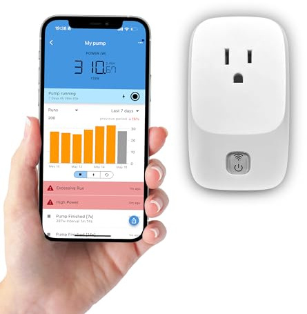PumpFuse WiFi Sump Pump Monitor & Protector - No Sensors, Real-Time Alerts to Your Mobile Device: Prevent Pump Burnout, Over-Cycling & Flooding from Power Outage, Remote Control & Overload Protection
