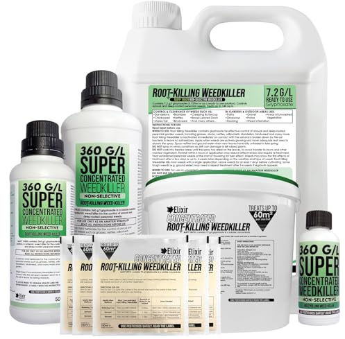 Elixir Gardens 2 x 1 Litre Glyphosate 360g/l Deep Root-Killing Weed Killer | Treats up to 1666 sq.m per Bottle | Super Concentrated Industrial Strength Herbicide & Weedkiller