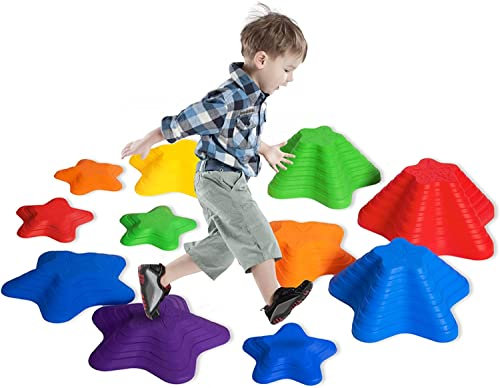 Balanciersteine für Kinder, Rutschfeste Stapelsteine Balanciersteine für Innen und Außenbereiche, Kinder Gartenspielzeug zur Förderung von Balancev Koordination 11 Stück