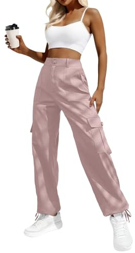 Womens Baggy Cargo Pants y2k Jeans Parachute Pants Teen Girls Wide Leg Trousers Trendy Clothes Hiking Pants Purple Pink