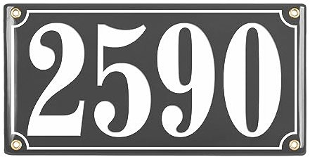 Hausnummer Hausnummernschild Emaille 15x30 cm, Emailschild, Hausschild, Individuell anpassbare Hausnummer, Vorbohrungen, Wetterfest, Türschild, Wunschtext, Keramik Emaille (Anthrazit)