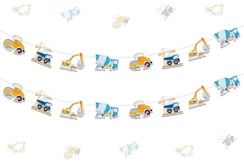 Kreatwow Construction Banner Blue Construction Theme Birthday Garland Banner Dump Truck Party Supplies Boys Bulldozer Excavator Blender Hanging Decor Wall Supplies Baby Shower 1st 2nd 3rd Birthday