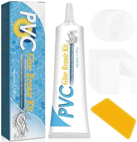 Mecctuck Pool Reparaturset, PVC Reparaturset 60ML, Wasserbett Reparaturset, Flickzeug Wasserdicht Flicken Luftmatratze Reparaturset, Vinyl Reparaturset für Gummiboote Aufziehen Kajaks Schwimmrings