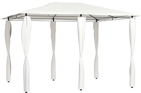 Paviljong med stolskydd, CIADAZ hopfällbar paviljong, pergola, festtält, golvmarkis soltält, trädgårdspaviljong, grillpaviljong, 3 x 4 x 2,6 m grädde 160 g/m²