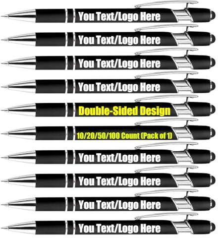 20 Stück Personalisiert Kugelschreiber mit Gravur, Doppelseitiges Personalisiertes Logo/Text, Kugelschreiber schwarzer Tinte, Werbegeschenke mit Ihrem Logo oder Ihrer Nachricht