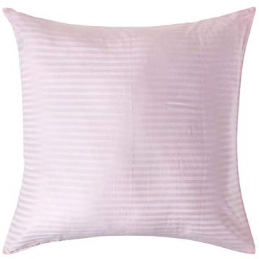 HOMESCAPES 2er-Set Damast Kissenbezug 80x80 cm rosa mit Satin-Streifen & Reißverschluss, 100% ägyptische Baumwolle, Fadendichte 330