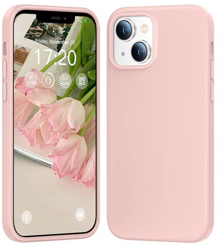 PuyaTeya Liquid Silikon handyhülle für iPhone 14 hülle, iPhone 13 hülle, Hochwertiges Silikon, weiches Mikrofaserfutter, Ganzkörperschutz - 4 Schichten Stoßfeste kratzfestes Hülle (Rosa)